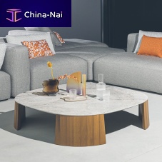 Contemporary coffee table DORVANmarblestainless steel baseiroko base