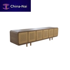 Contemporary TV cabinet SCARLETTlowboardrattanbeige