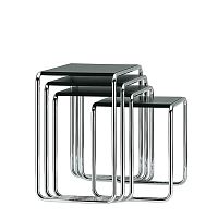Bauhaus design nesting tables B 9woodenglasschrome steel base