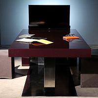 Contemporary table Alter Egofiberglassepoxypolished stainless steel base