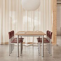 Contemporary dining table Plan oaklaminatepainted steel base
