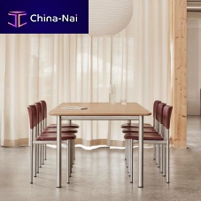 Contemporary dining table Plan oaklaminatepainted steel base