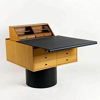 Contemporary secretary desk SESAMOlacquered woodleatherglass
