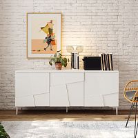 High sideboard Linencontemporarylacquered MDFmelamine