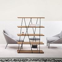 Contemporary shelf Matassaoakwalnutlacquered metal