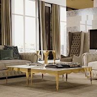 Contemporary coffee table Gorkymarblechrome steel baserectangular