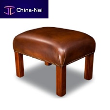 Traditional stool MORLEYleatherwooden baseupholstered