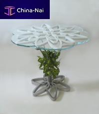 Original design table JASMINEstainless steeltempered glassstone