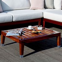 Contemporary coffee table C'EST LA VIEmahoganypolished stainless steel basemahogany base