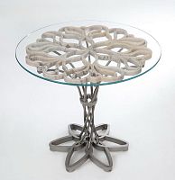 Original design table VORTEXstainless steeltempered glassstone