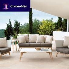Contemporary coffee table ARCteaktempered glasssynthetic fiber