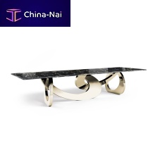 Contemporary dining table BANGLESpolished stainless steelmarblerectangular