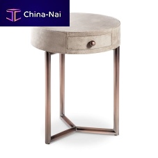 Contemporary side table TEOmetalleathersynthetic leather