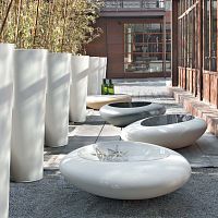 Organic design coffee table KOS polyethyleneroundwith storage compartment