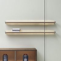 Wall-mounted shelving system RAY contemporarystainless steelleather