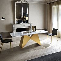 Contemporary table GEMINI woodenglassceramic