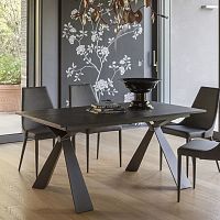 Contemporary dining table DELTAceramicmelaminemetal base