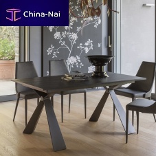 Contemporary dining table DELTAceramicmelaminemetal base