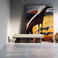 Contemporary bench Moavelvetpolished brasswithout backrest