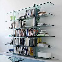 Free-standing bookcase TESOcontemporaryglassmetal