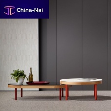 Contemporary nesting tables Goodwood oakglasslacquered metal base