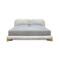 Double bed LEAFcontemporaryupholsteredwith leather headboard