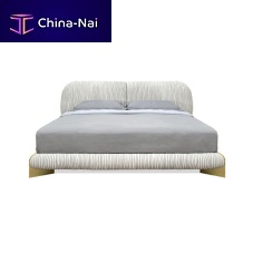 Double bed LEAFcontemporaryupholsteredwith leather headboard