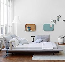 Double bed PETER MALYcontemporaryupholsteredwith headboard