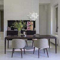 Contemporary dining table Gaudglasssolid wood baserectangular