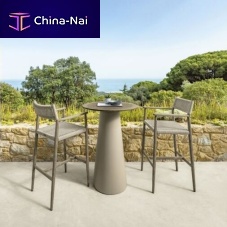 Contemporary high bar table DOLCEVITA teakaluminum baseround
