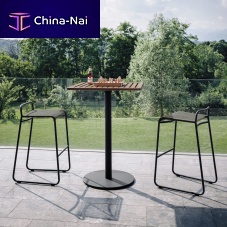 Contemporary high bar table BUTTON 101teaklacquered aluminumlacquered aluminum base