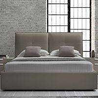 Double bed Agathacontemporaryupholsteredwith leather headboard