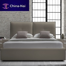 Double bed Agathacontemporaryupholsteredwith leather headboard