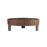 Contemporary table Churchill walnutleatherwalnut base