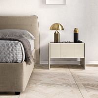 Contemporary bedside table GOLDleatherglasssintered stone