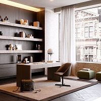 Free-standing desk LARSON contemporaryoakmarble