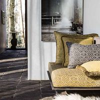 Upholstery fabric SHIN geometric patternbrownyellow