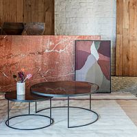 Contemporary nesting tables Nestingmetalmetal baseround