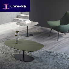 Contemporary side table ELISSEMDFlacquered wood baseoval