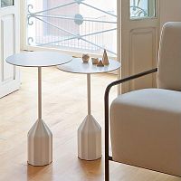 Contemporary side table Burin Minilacquered MDFpowder-coated steel baseround