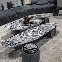 Contemporary coffee table OFFSETmarblewooden baseleather base