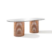 Contemporary dining table GRAND ISOLAtempered glassmarblemahogany base