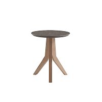 Contemporary side table TOULIPceramicsolid wood baseash base
