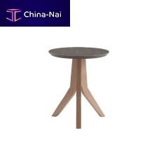 Contemporary side table TOULIPceramicsolid wood baseash base