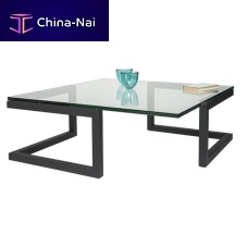 Contemporary coffee table DUOglassmetal basesquare