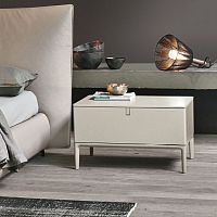 Contemporary bedside table Insidelacquered MDFleathercast aluminum base