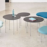 Contemporary side table DROPLETSbeechchromed metal basepainted metal base