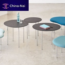 Contemporary side table DROPLETSbeechchromed metal basepainted metal base