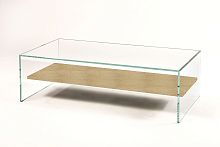 Contemporary coffee table ZEN11 : TRANSPARENCE wood veneertempered glassrectangular