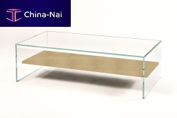 Contemporary coffee table ZEN11 : TRANSPARENCE wood veneertempered glassrectangular
